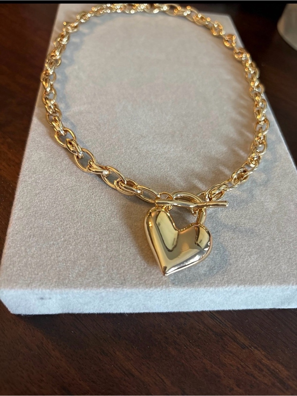 Gold Heart Toggle Chain Necklace - Picture 3 of 5